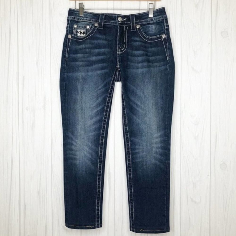 MISS ME Mid-rise Houndstooth Skinny Jeans